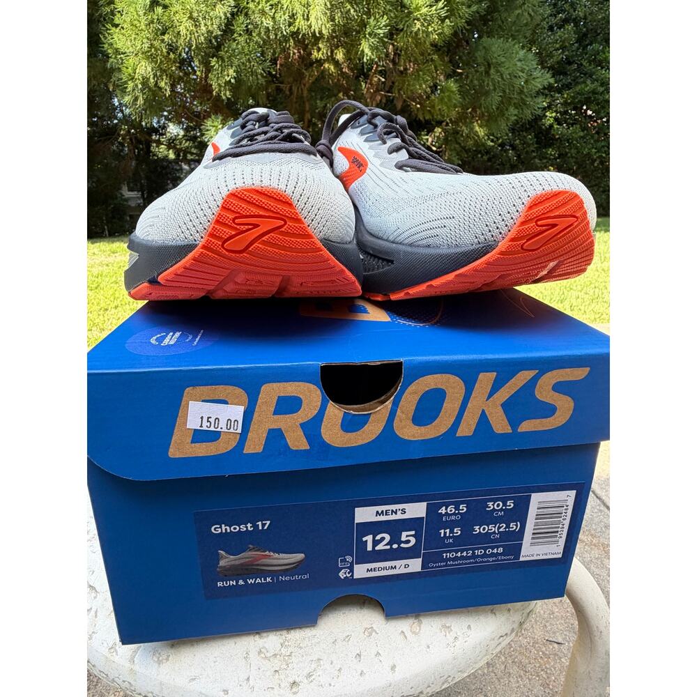 Brooks Ghost Max Running Shoes Gray Black Orange Men’s Size 12.5 NWT - Picture 3 of 7